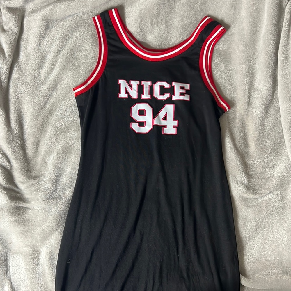 This a “basketball jersey” styled dress from shein.